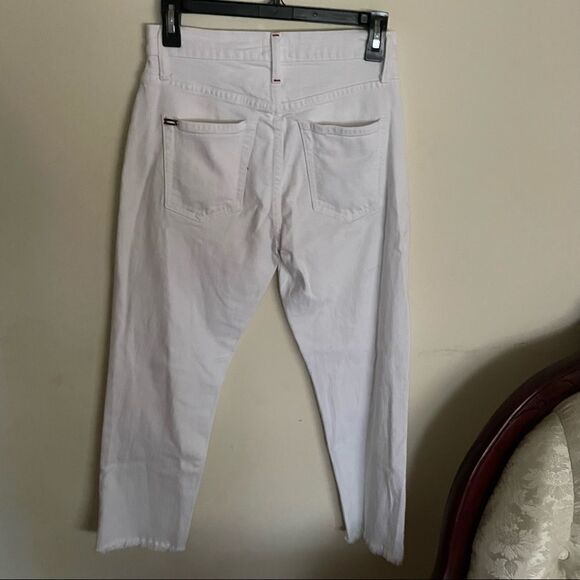 ALICE + OLIVIA JEANS Amazing Asymmetrical Slim Straight Crossover Jeans - Picture 3 of 8